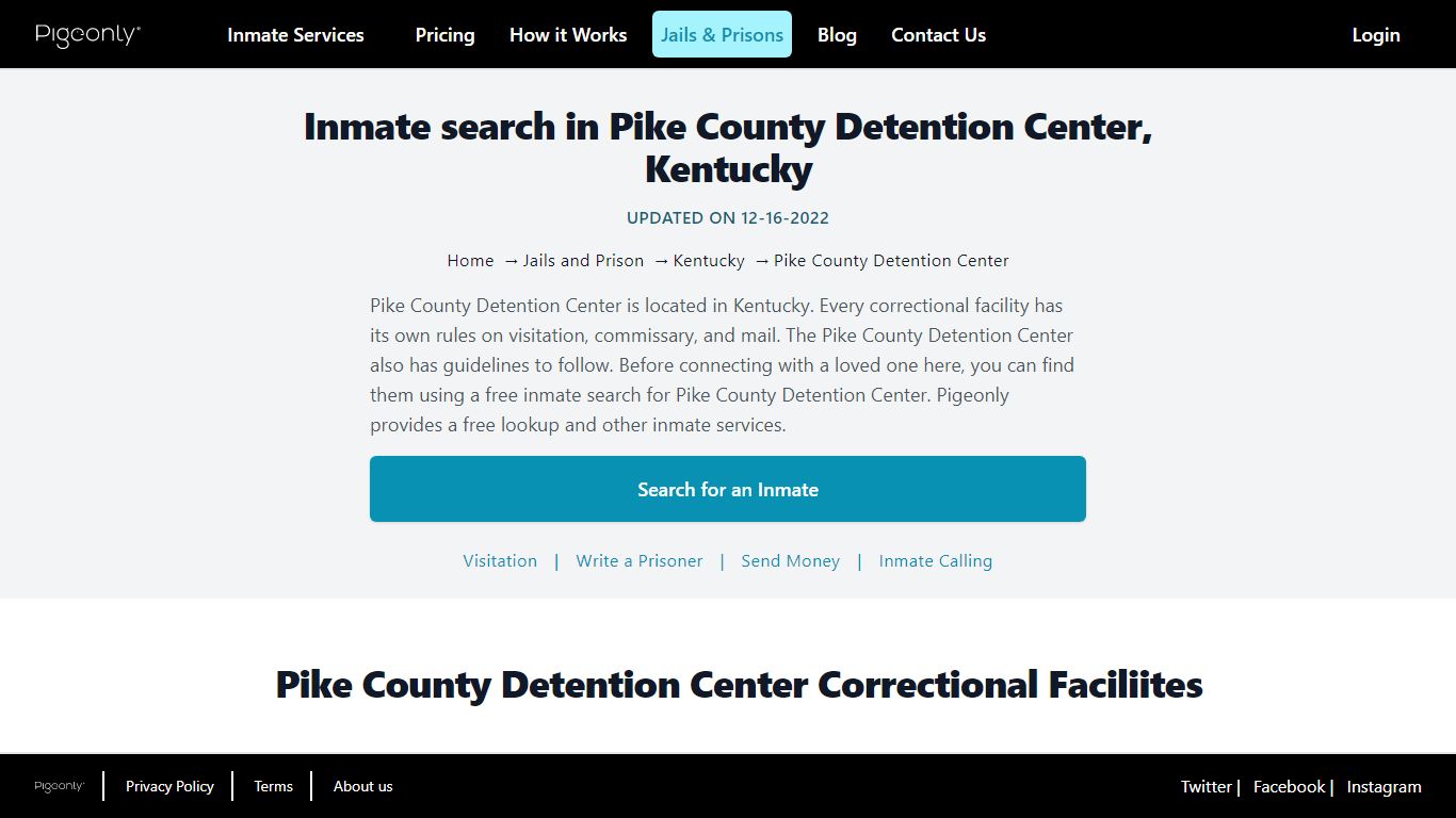Inmate Search Pike County Detention Center, Kentucky | Pigeonly