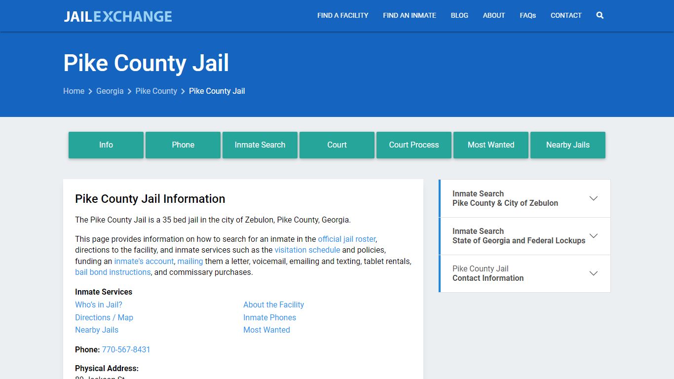 Pike County Jail, GA Inmate Search, Information - Jail Exchange