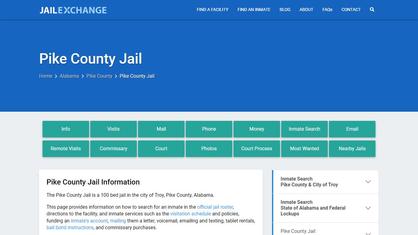 Pike County Jail, AL Inmate Search, Information